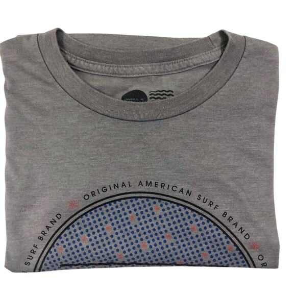 O’Neill Gray with Blue Graphic Print on Front T Shirt Medium Modern Fit - Picture 12 of 16